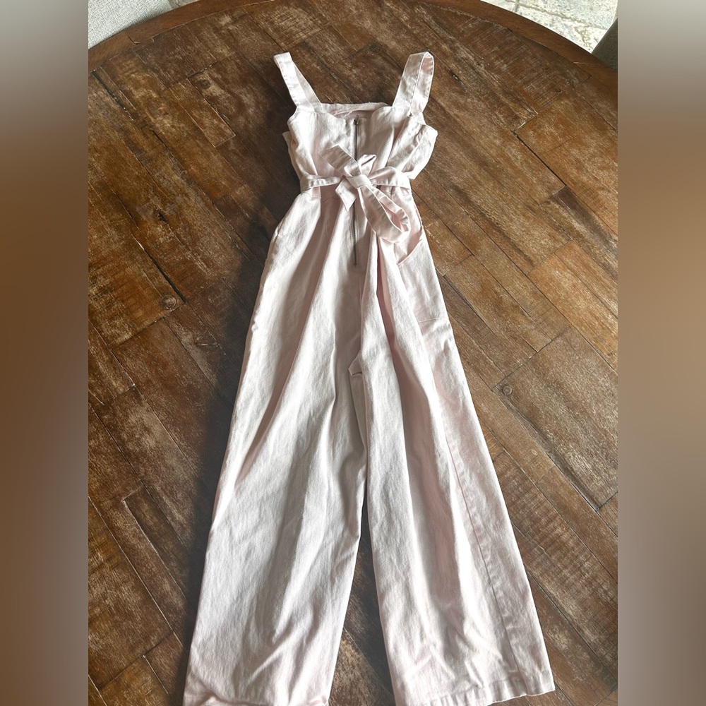 Copper Key Pink Jumpsuit with Tie Waist and Sleeveless Design